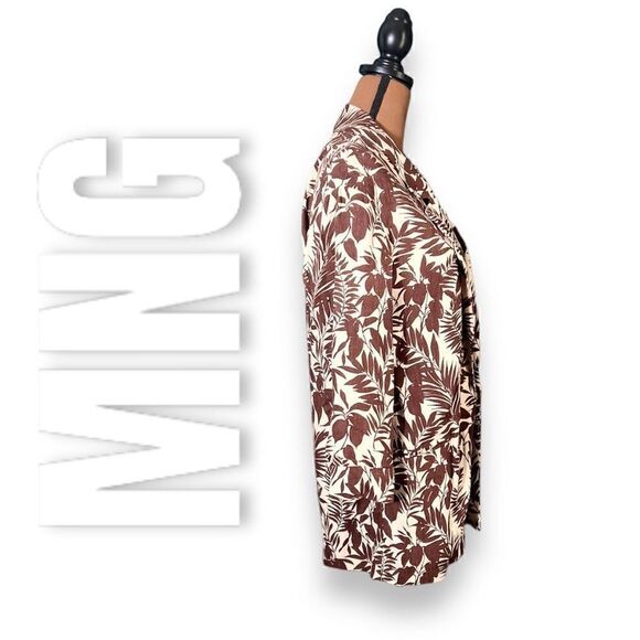 MNG Mango Linen Blend Tropical Print Notch Collar Oversized Blazer Women’s XXS - Picture 5 of 16
